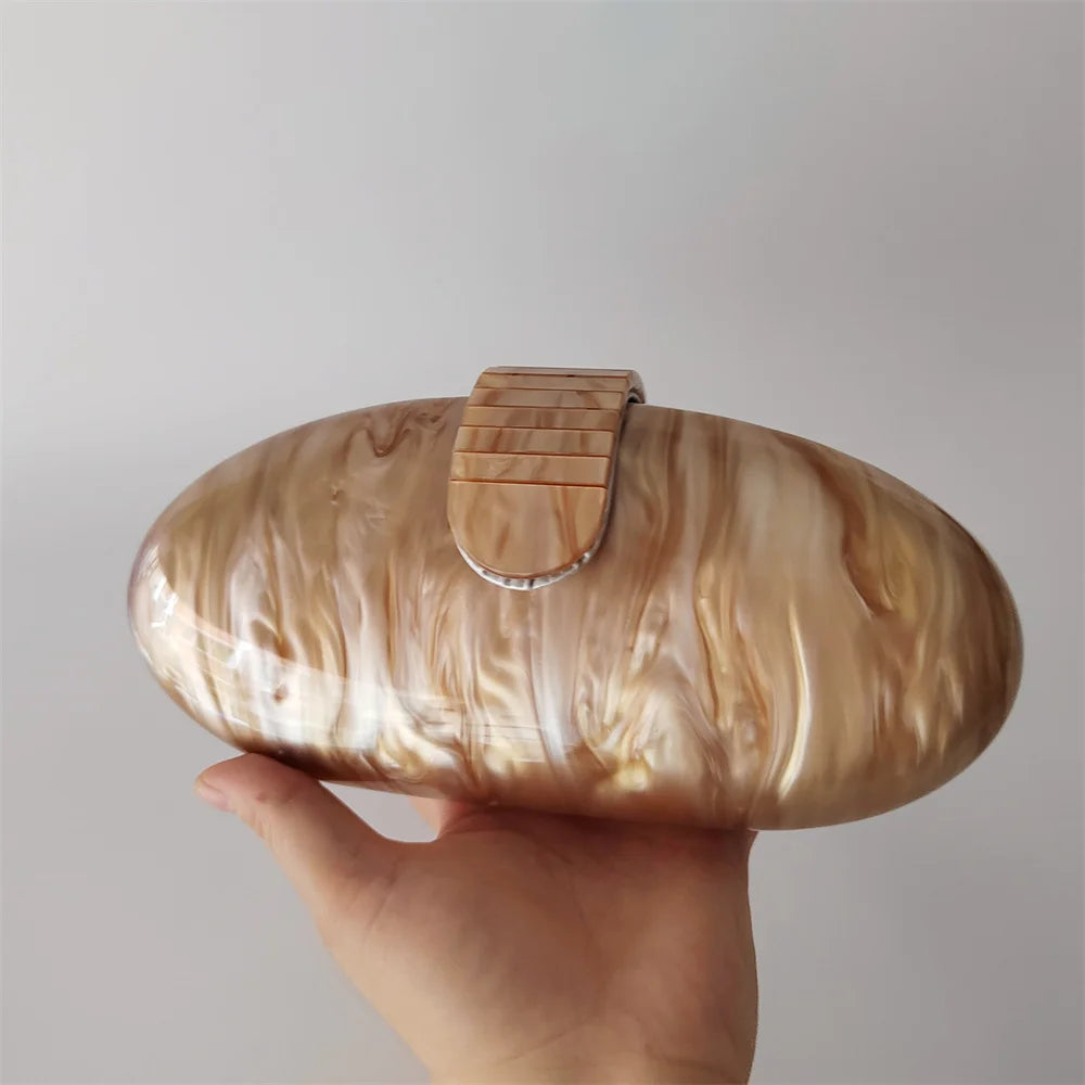 Oval Marble Evening Clutch