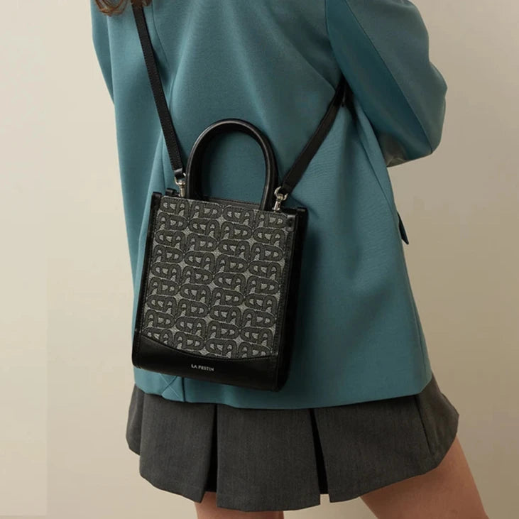 Square Knitted Tote Handbag & Crossbody Bag