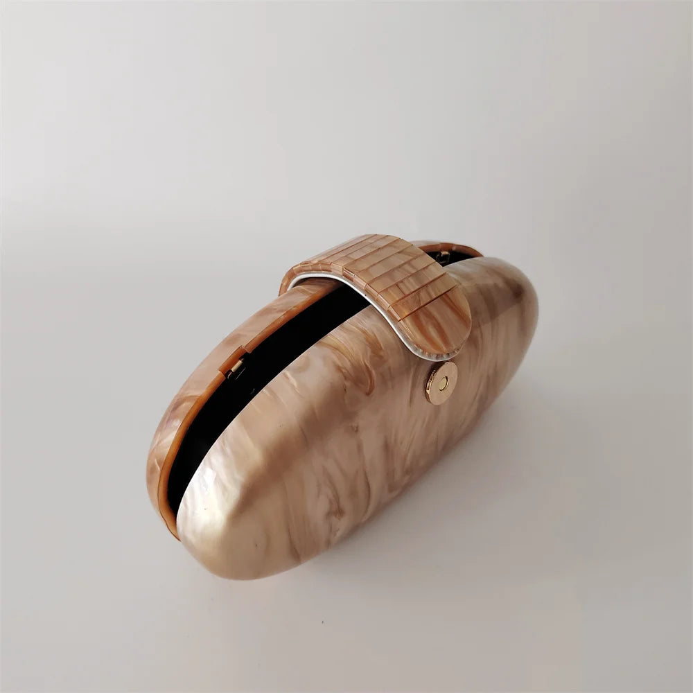 Oval Marble Evening Clutch