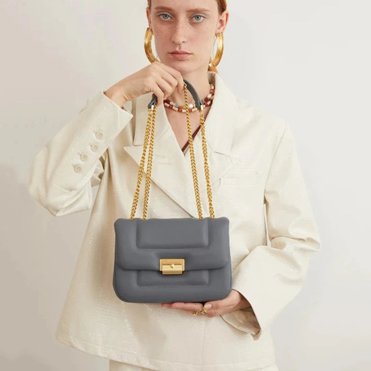 Split Leather Square Bag – Sophistication in Every Detail